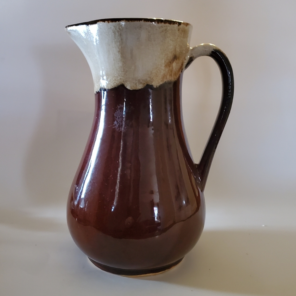 Vintage Robinson Ransbottom Roseville Pottery Brown Drip Pitcher Cottagecore‎